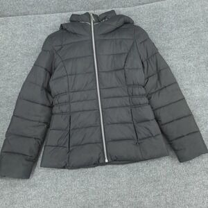 HFX Jacket Womens Small Black Hooded Puffer Faux Fur Lined Winter Coat Warm